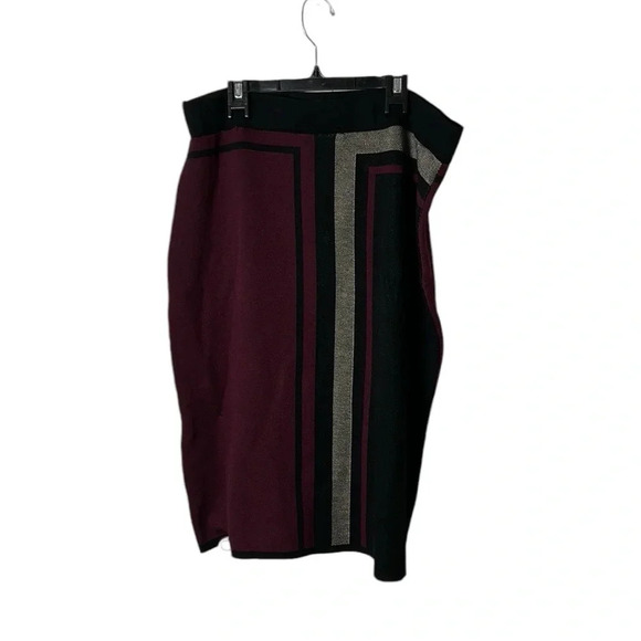 Vintage Two pieces sweater skirt set by Nina  Leonard. Burgundy, block core, - Picture 7 of 15